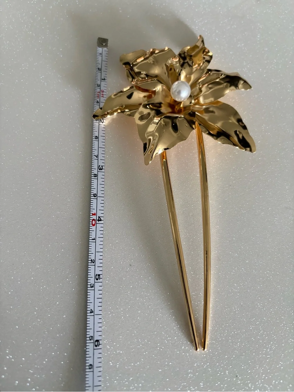 Gold Floral Pearl Brooch Pin for Women